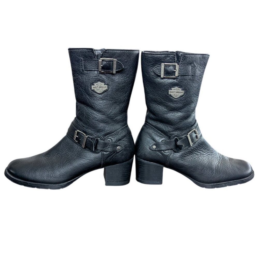 Harley-Davidson Black Leather Zip Up Women's Boots - Size 7.5 - Picture 13 of 15